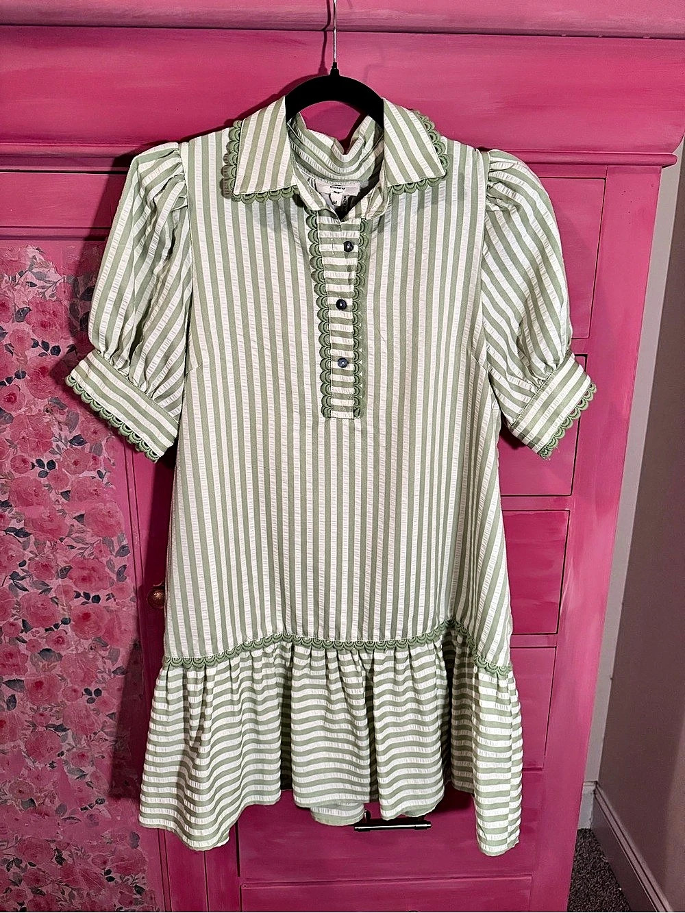 White Striped Mini Dress